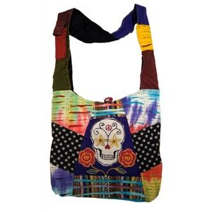 Sugar Skull Crossbody Hobo Bag Purse